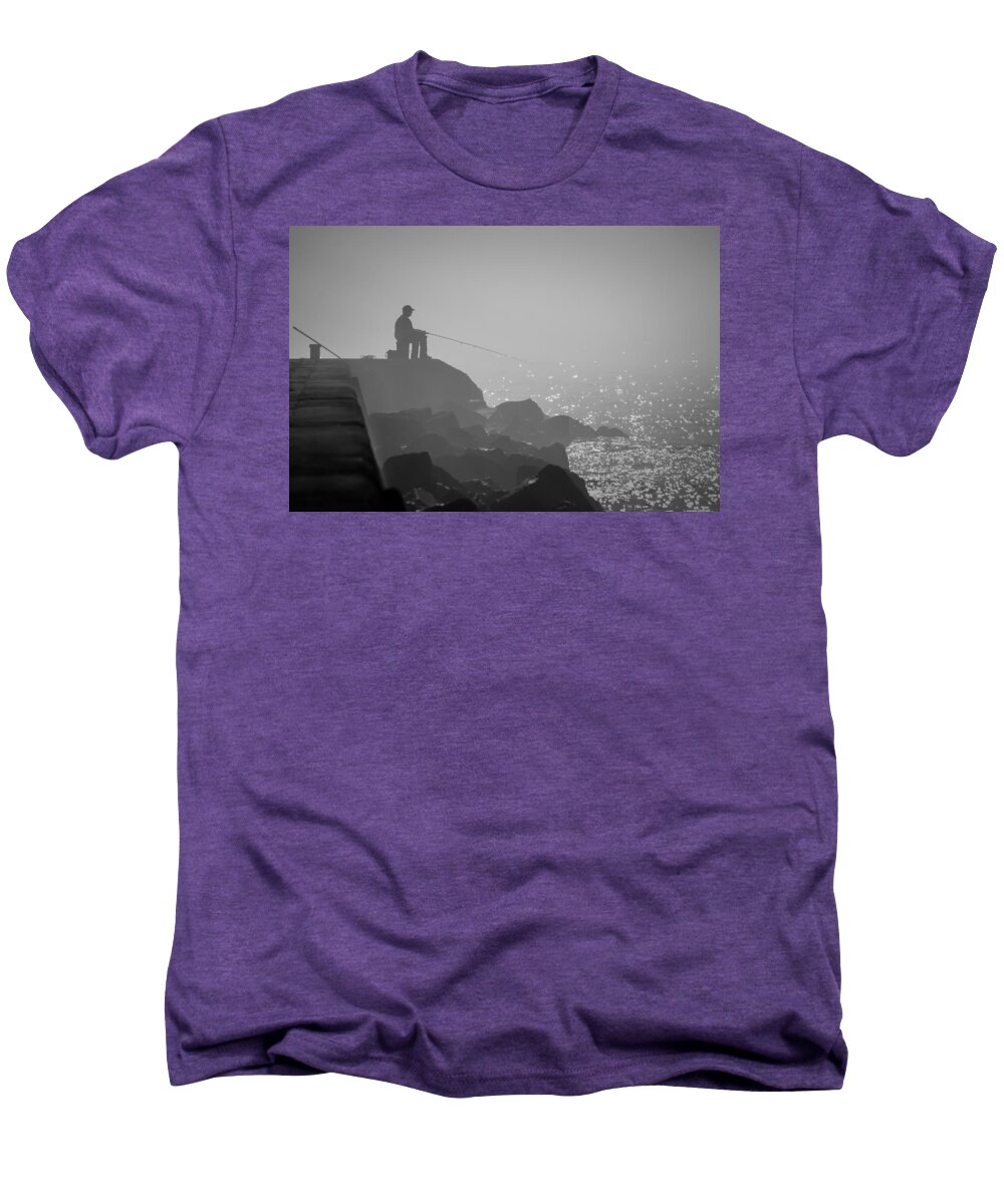 Algoma Men's Premium T-Shirt featuring the photograph Angling in a Fog by Bill Pevlor