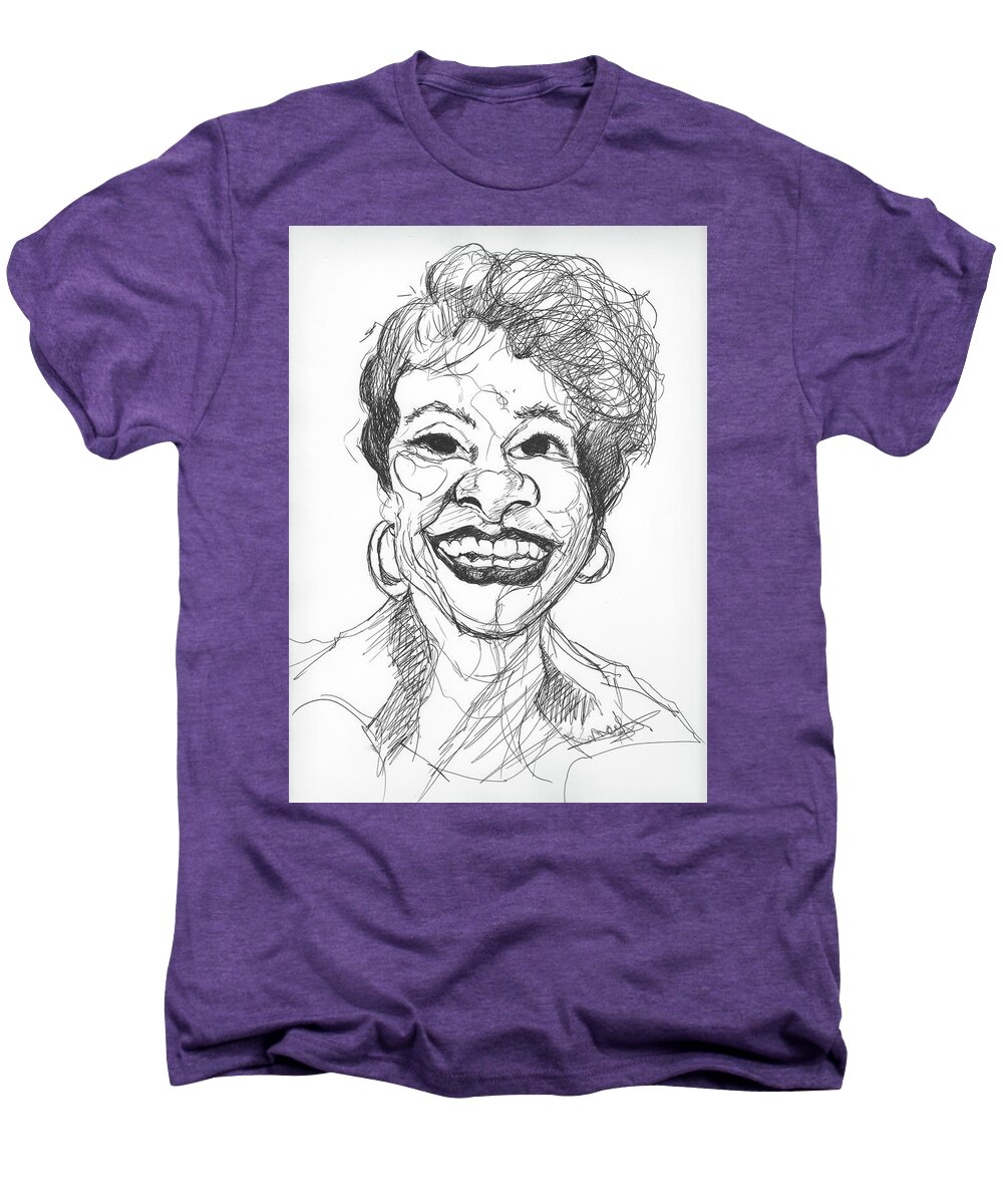 Caricatures Men's Premium T-Shirt featuring the drawing Annette Caricature by Michelle Gilmore