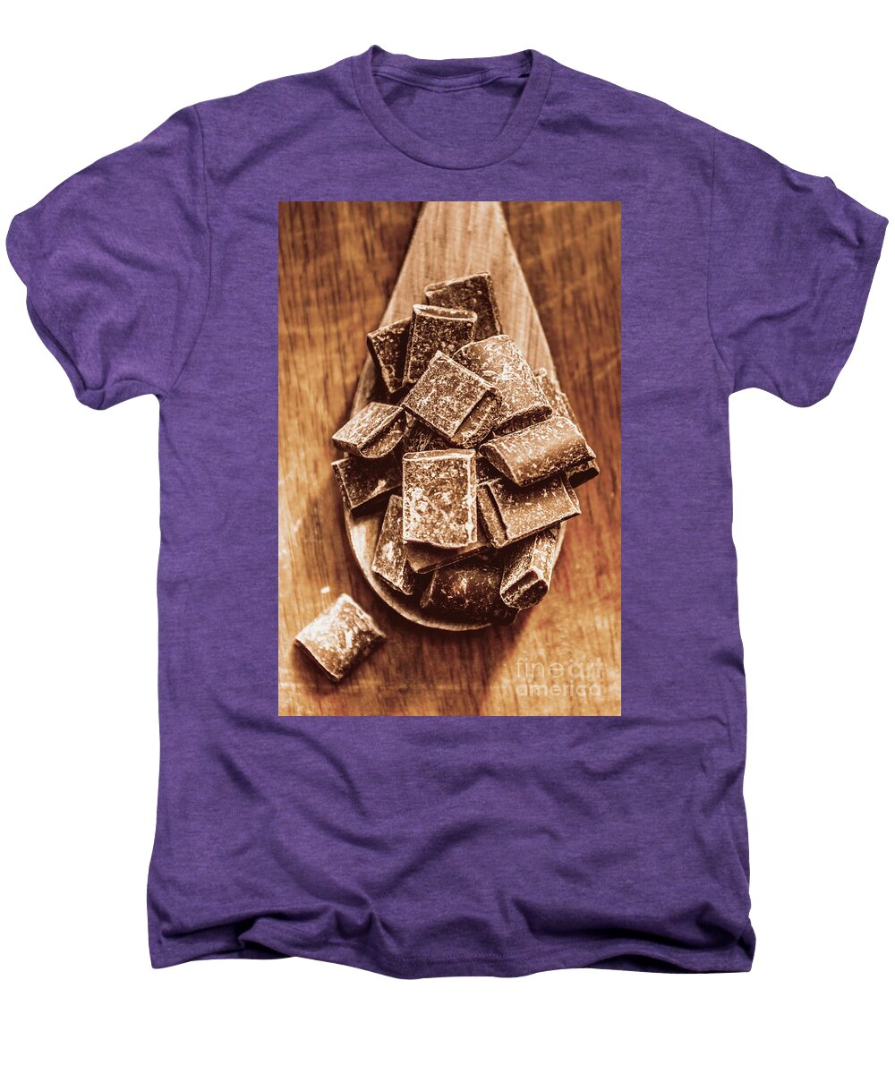 Dark Men's Premium T-Shirt featuring the photograph Baking chocolate chunks by Jorgo Photography