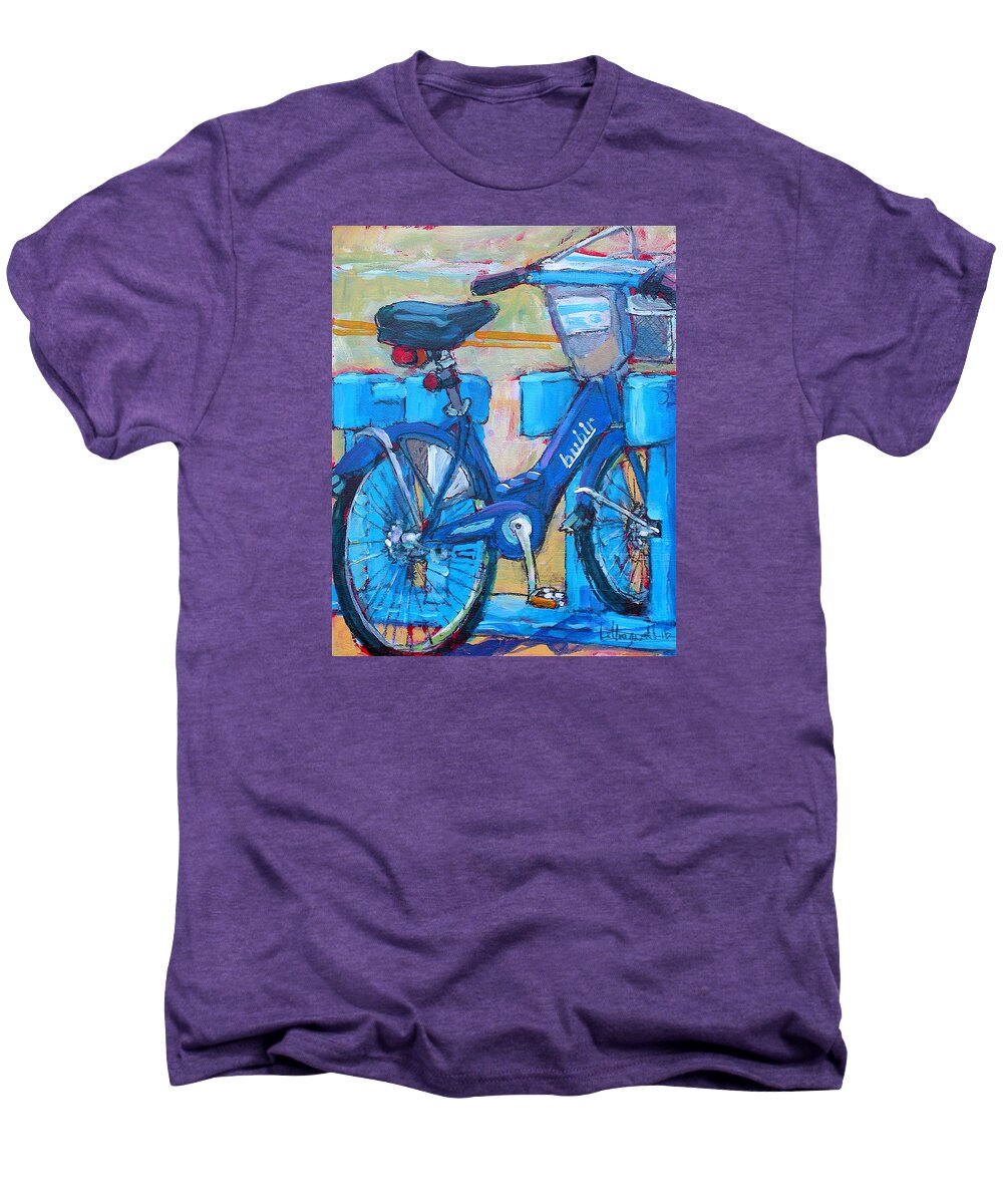Bublr Men's Premium T-Shirt featuring the painting Bike Bubbler by Les Leffingwell