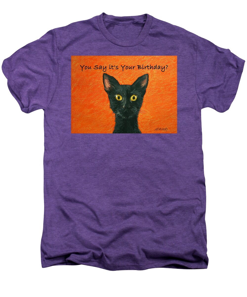 Birthday Men's Premium T-Shirt featuring the painting Birthday Kitty by Marna Edwards Flavell