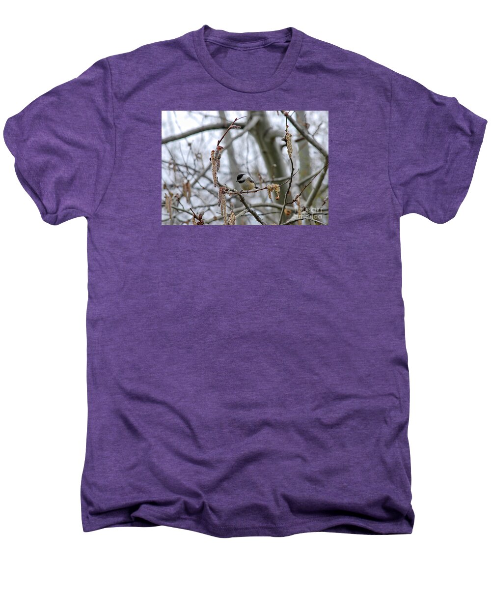 Black Men's Premium T-Shirt featuring the photograph Black-capped Chickadee 20120321_38a by Tina Hopkins