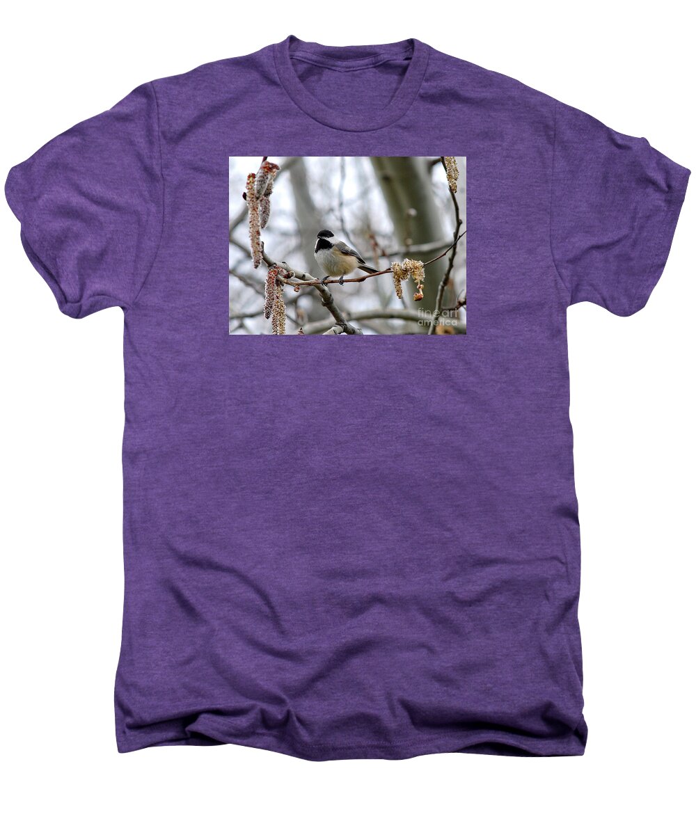 Black Men's Premium T-Shirt featuring the photograph Black-capped Chickadee 20120321_39a by Tina Hopkins
