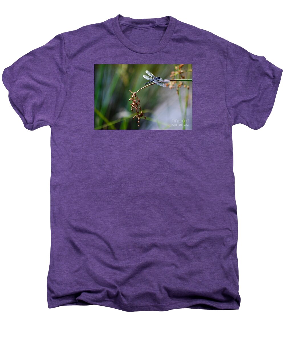 Blue Men's Premium T-Shirt featuring the photograph Blue Dasher Dragonfly 20130826a_81 by Tina Hopkins