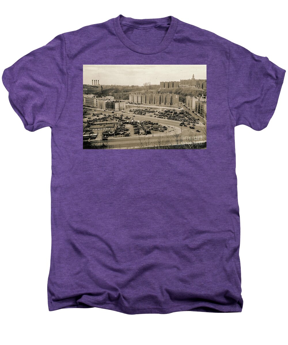 Broadway Men's Premium T-Shirt featuring the photograph Broadway and Nagle Ave 1936 by Cole Thompson