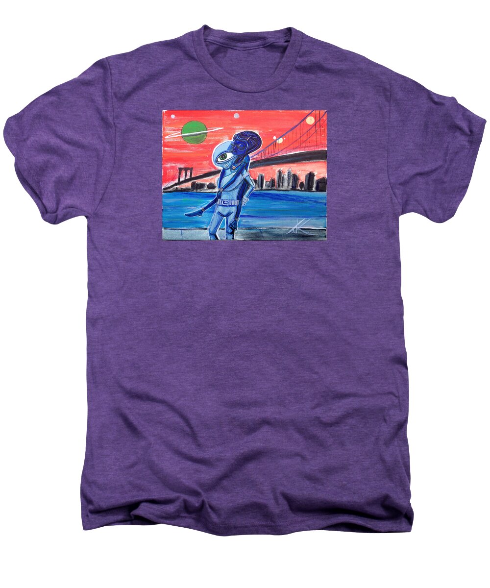 Play Date Men's Premium T-Shirt featuring the painting Brooklyn Play Date by Similar Alien