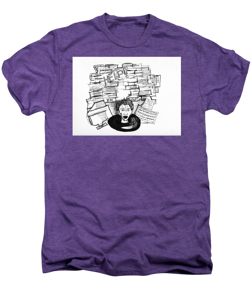 Cartoons Men's Premium T-Shirt featuring the drawing Cartoon Inbox by Michelle Gilmore