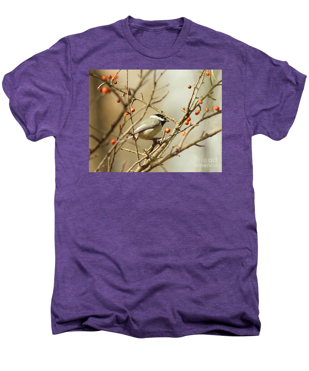 Animal Men's Premium T-Shirt featuring the photograph Chickadee 2 of 2 by Robert Frederick