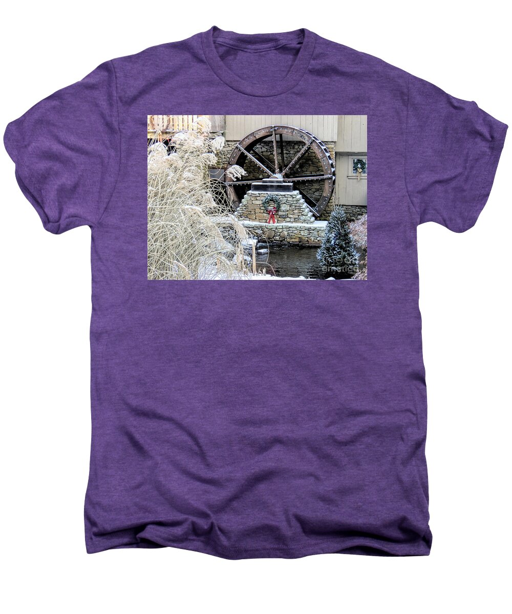 Plimoth Grist Mill Men's Premium T-Shirt featuring the photograph Christmas at the Grist Mill by Janice Drew