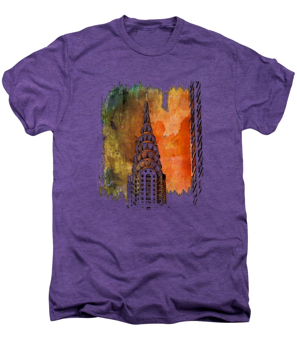 3d Men's Premium T-Shirt featuring the photograph Chrysler Spire Earthy Rainbow 3 Dimensional by DiDesigns Graphics