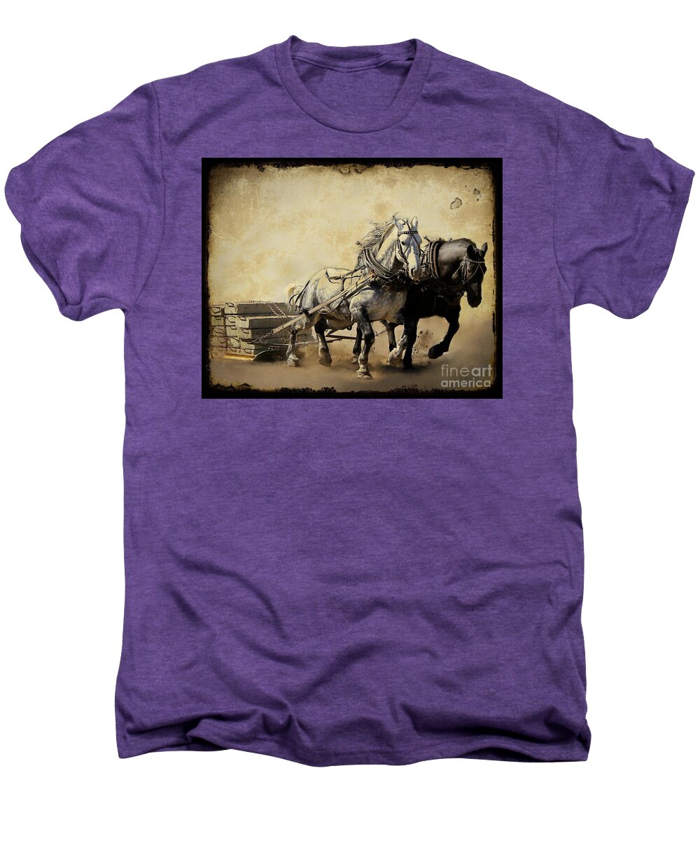 Horse Men's Premium T-Shirt featuring the photograph Core-Two-Duo by Davandra Cribbie