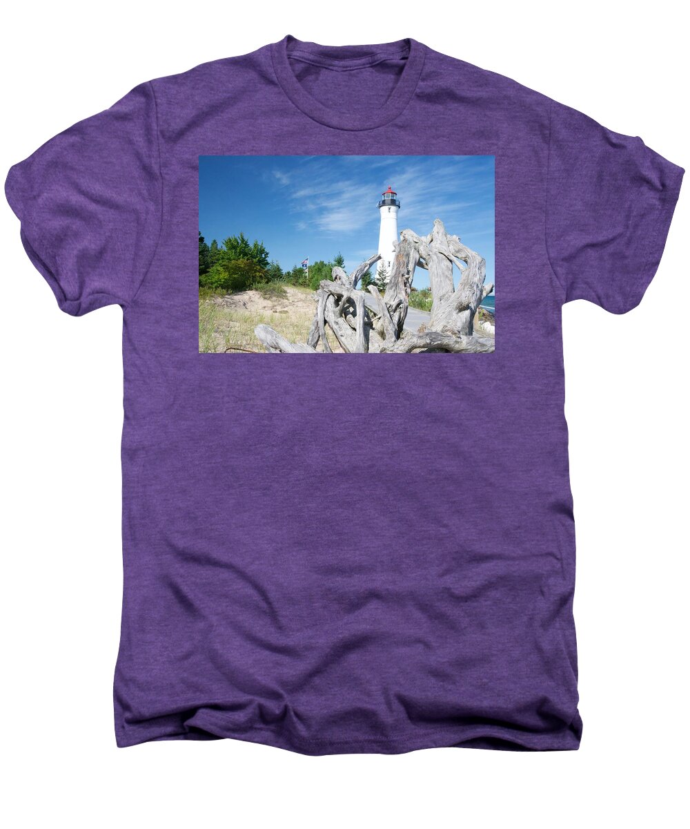 Lighthouse Men's Premium T-Shirt featuring the photograph Crisp Point Lighthouse on Lake Superior by Michael Peychich