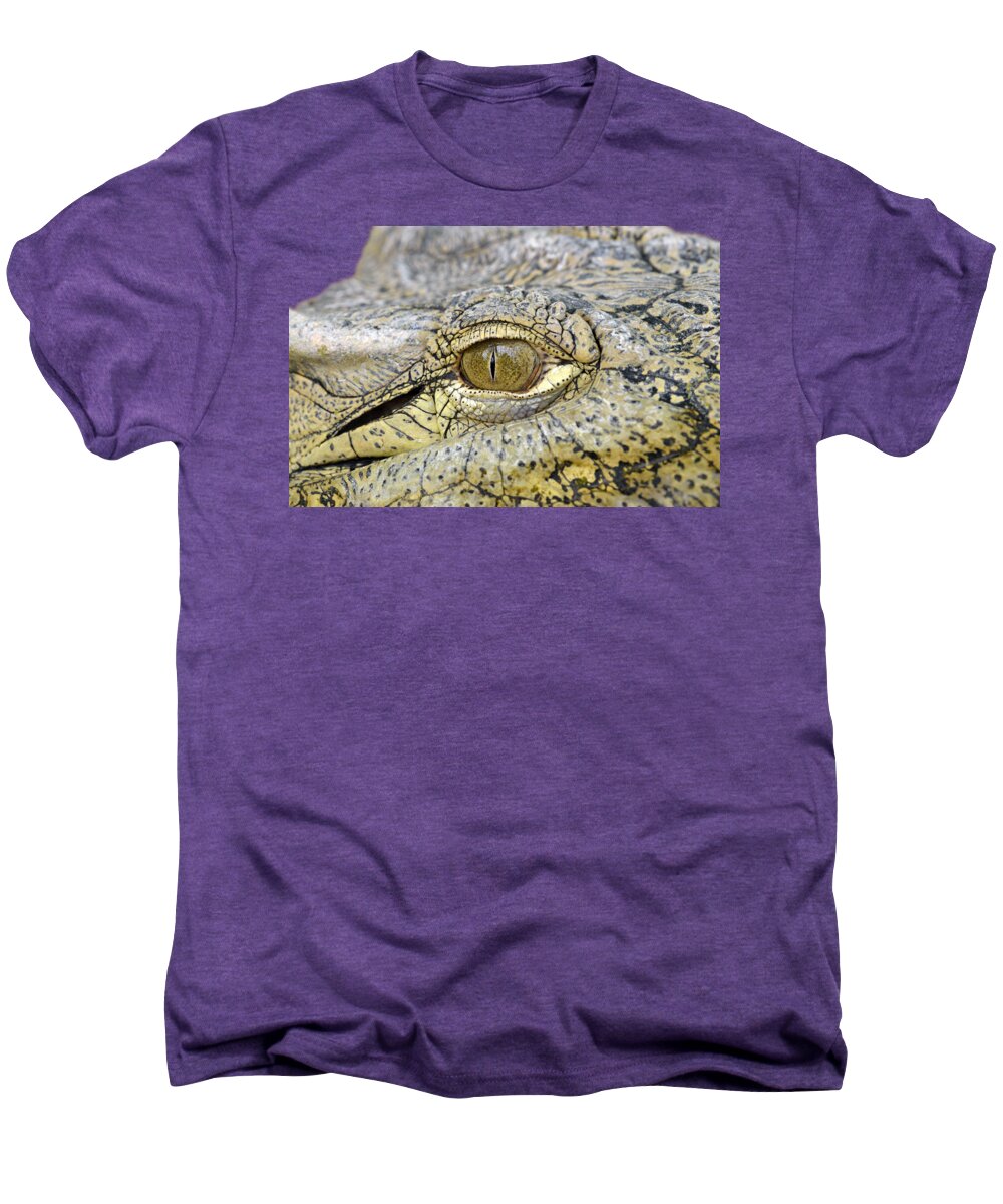 Crocodile Men's Premium T-Shirt featuring the photograph Crocodile eye by George Atsametakis
