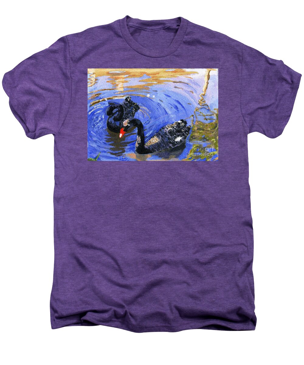 Acrylic Men's Premium T-Shirt featuring the painting Cygnus Atratus by Lynne Reichhart