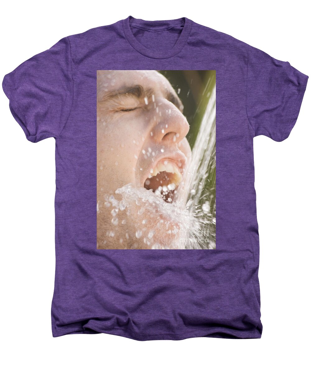 Tap Men's Premium T-Shirt featuring the photograph Drinking Man by Jorgo Photography