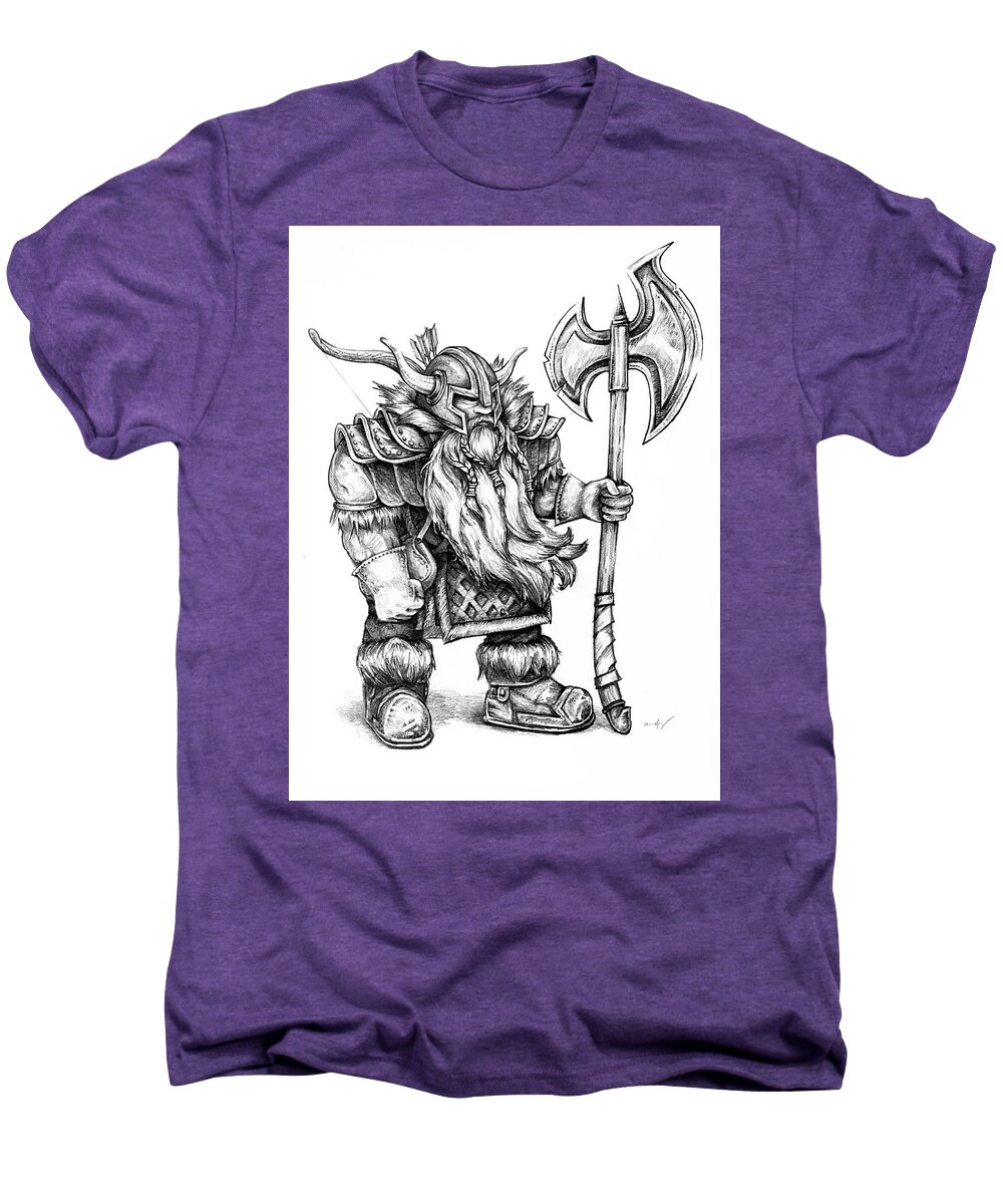 Dwarf Men's Premium T-Shirt featuring the drawing Dwarf by Aaron Spong