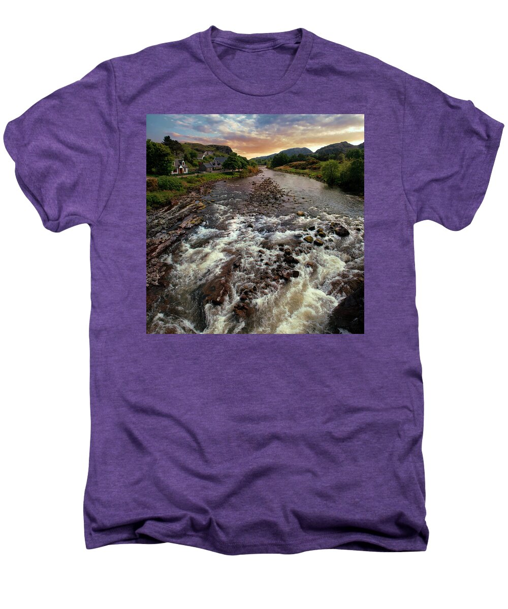 Rock Men's Premium T-Shirt featuring the photograph Early morning at Poolewe, Scotland by Jaroslaw Blaminsky