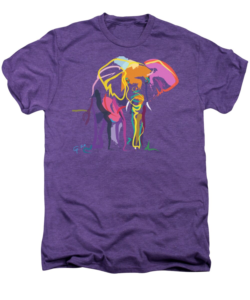 Elephant Men's Premium T-Shirt featuring the painting Elephant in color ecru by Go Van Kampen