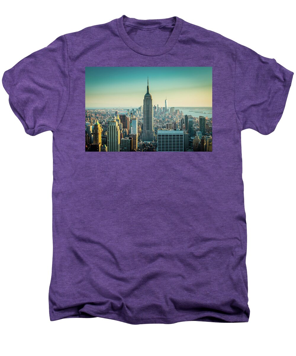 New York City Men's Premium T-Shirt featuring the photograph Empire Skies by Sara Frank