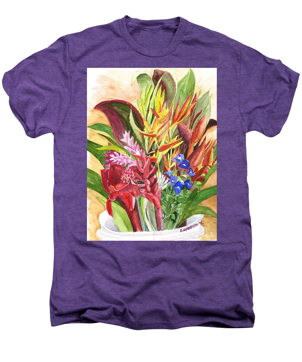 Flowers Men's Premium T-Shirt featuring the painting Everywhere there were flowers by Eric Samuelson