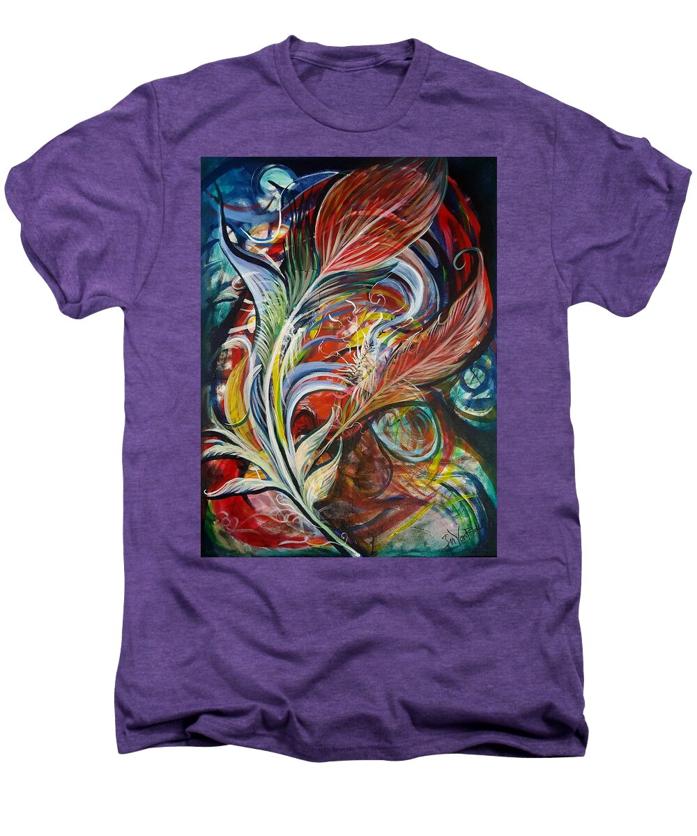 Feather Men's Premium T-Shirt featuring the painting Feather Fury by Jan VonBokel