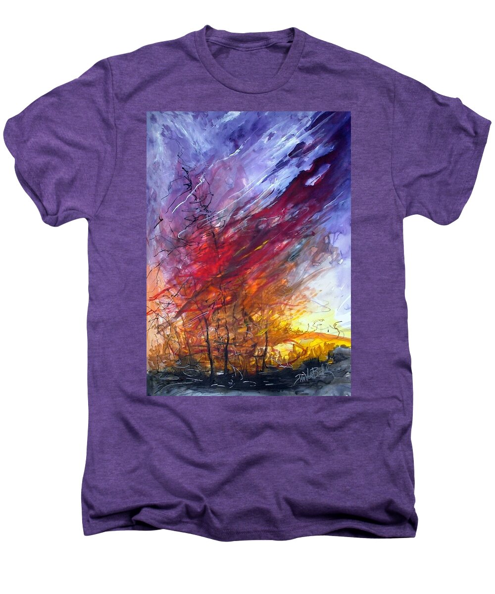 Landscape Men's Premium T-Shirt featuring the painting Firescape by Jan VonBokel