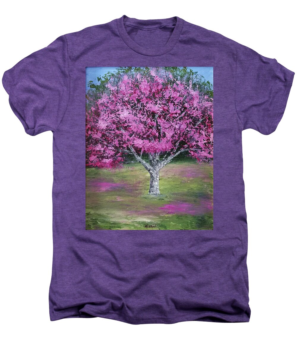 Impressionistic Men's Premium T-Shirt featuring the painting Flowering Tree by Mishel Vanderten