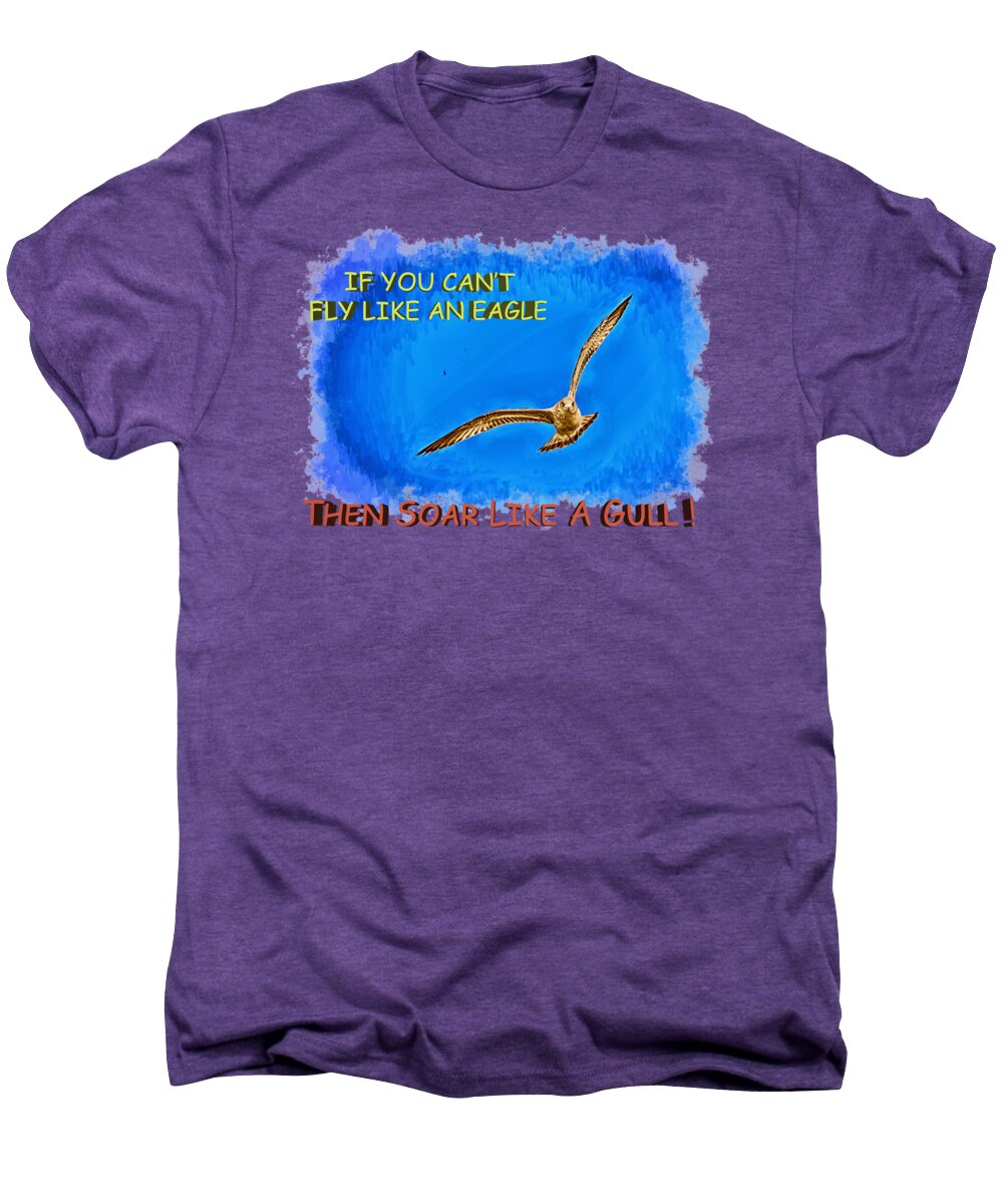 Animal Men's Premium T-Shirt featuring the photograph Flying Gull by John M Bailey