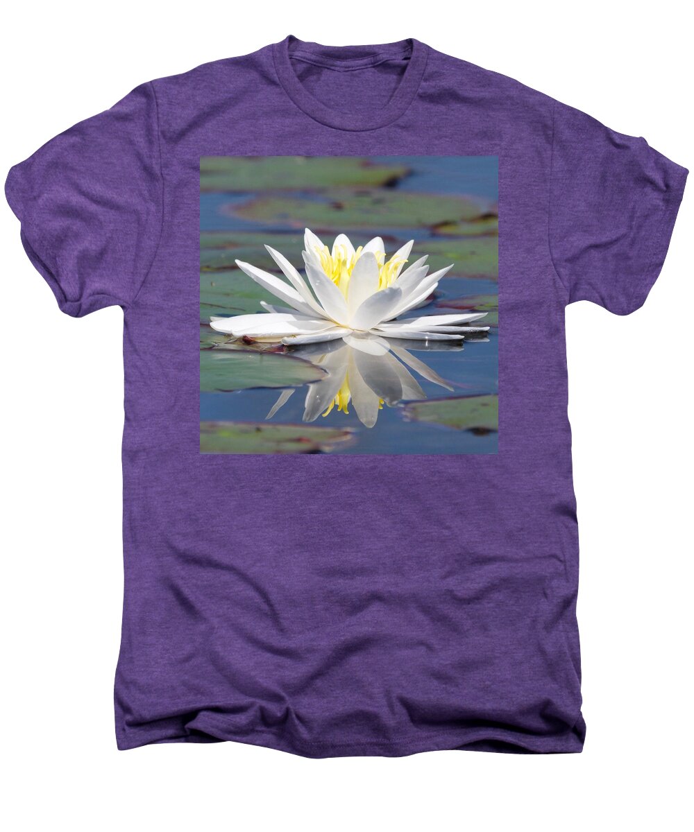 White Men's Premium T-Shirt featuring the photograph Glorious White Water Lily by Michael Peychich
