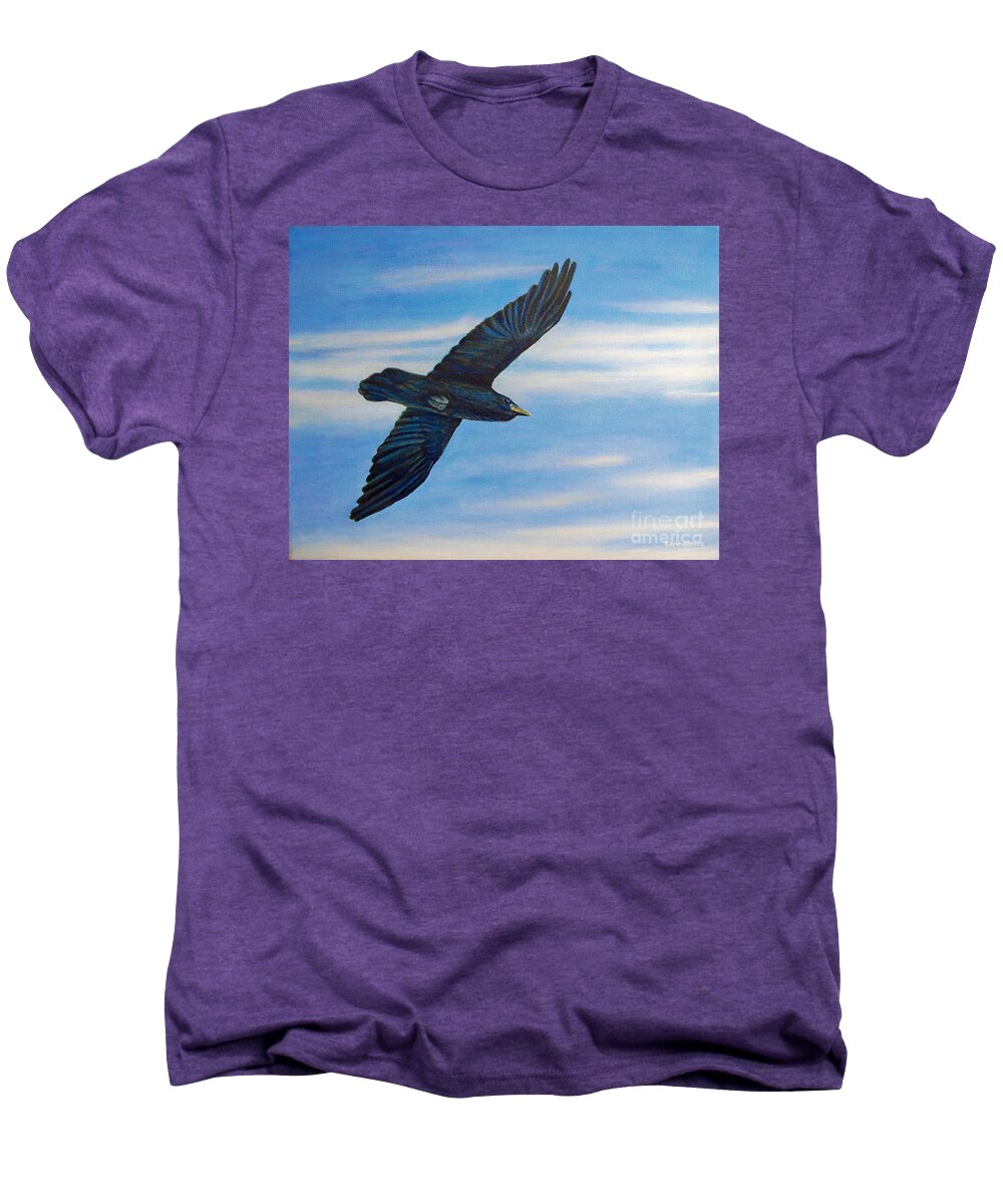 Bird Men's Premium T-Shirt featuring the painting Going Home by Brian Commerford
