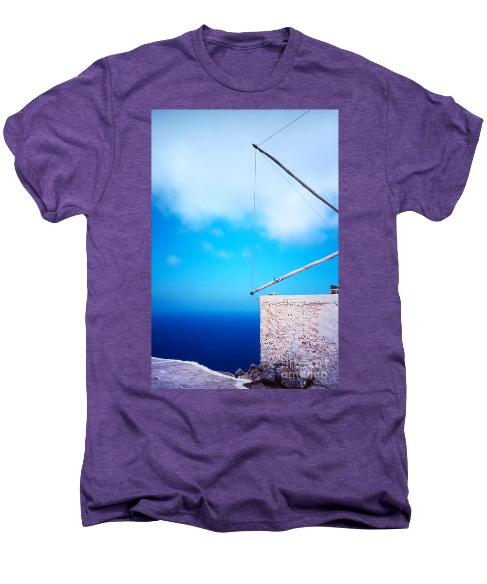 Blue Men's Premium T-Shirt featuring the photograph Greek windmill by Silvia Ganora