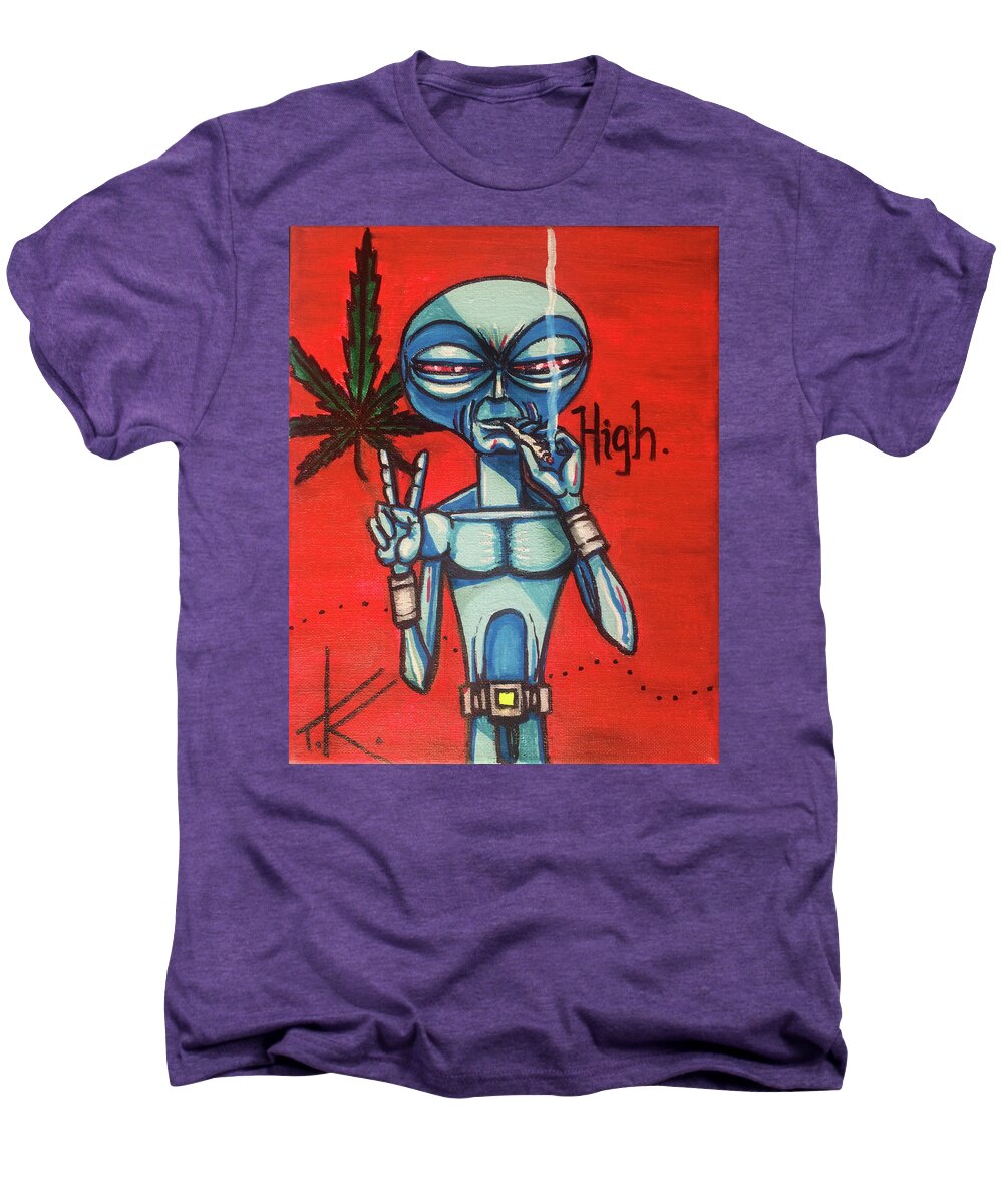 High Men's Premium T-Shirt featuring the painting High alien by Similar Alien