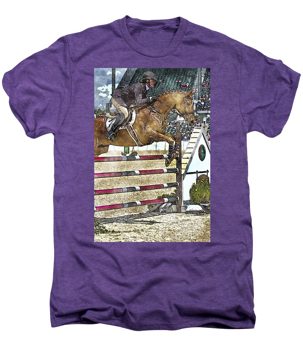 Horse Men's Premium T-Shirt featuring the photograph Hunter Jumper Equestrian by Carrie Cranwill