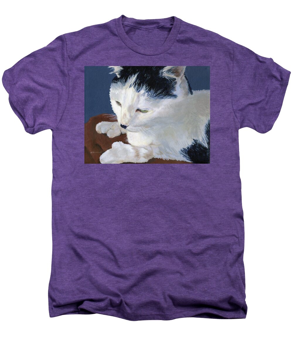 Cat Men's Premium T-Shirt featuring the painting Iggy by Lynne Reichhart