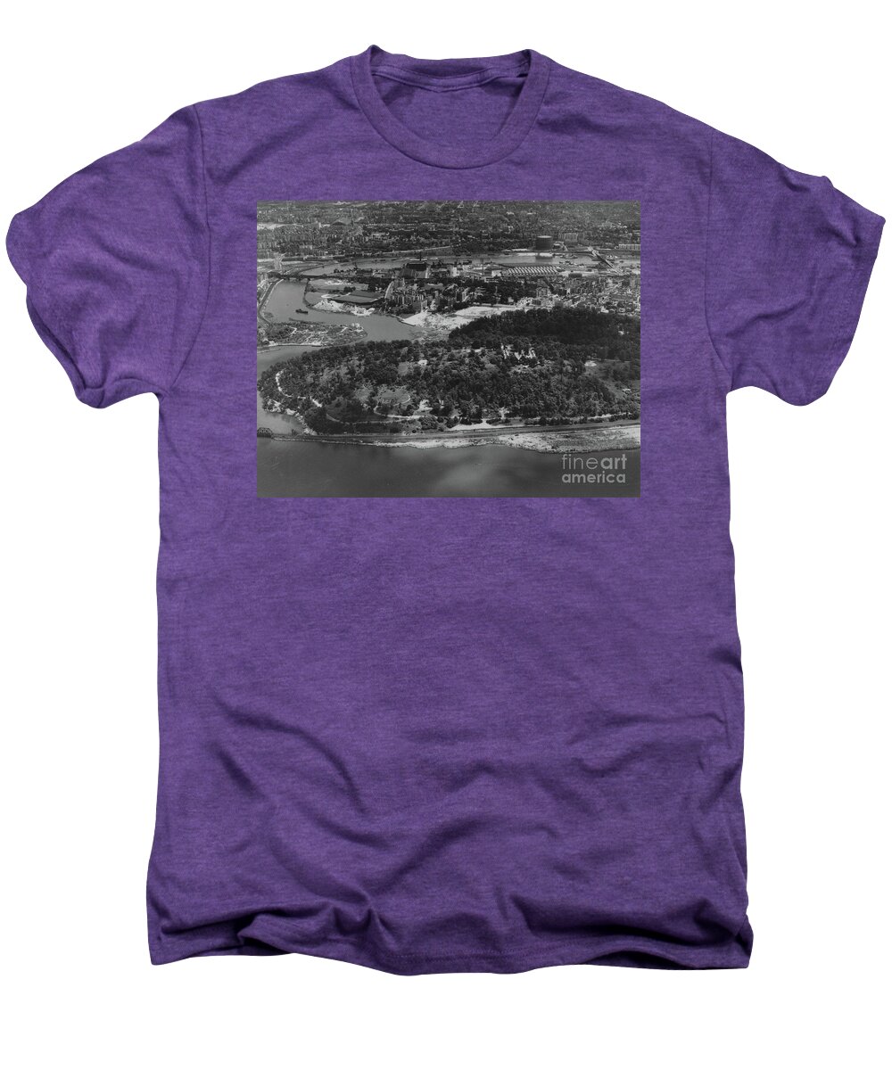 Aerial Men's Premium T-Shirt featuring the photograph Inwood Hill Park aerial, 1935 by Cole Thompson