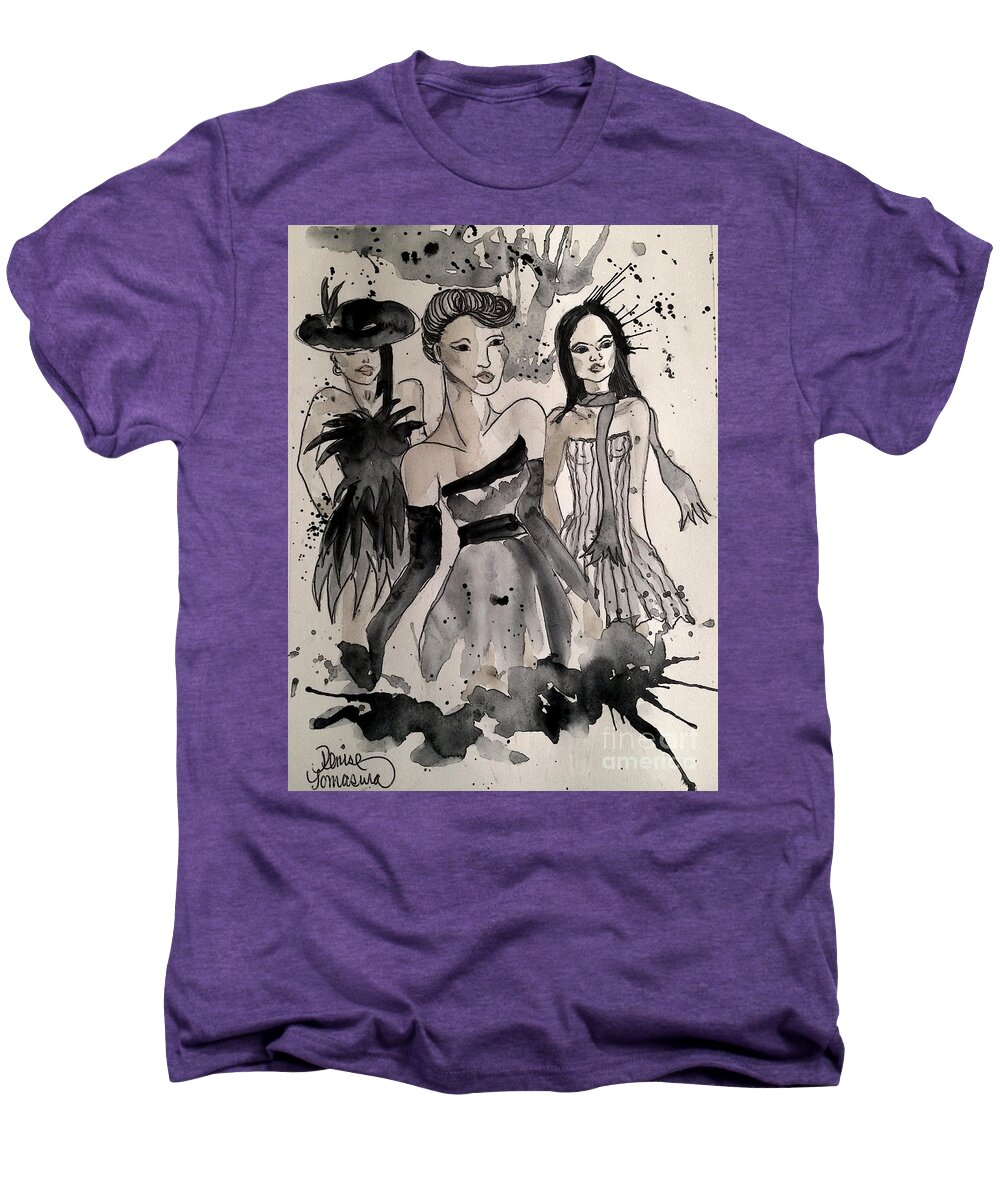 Ladies Men's Premium T-Shirt featuring the painting Ladies Galore by Denise Tomasura