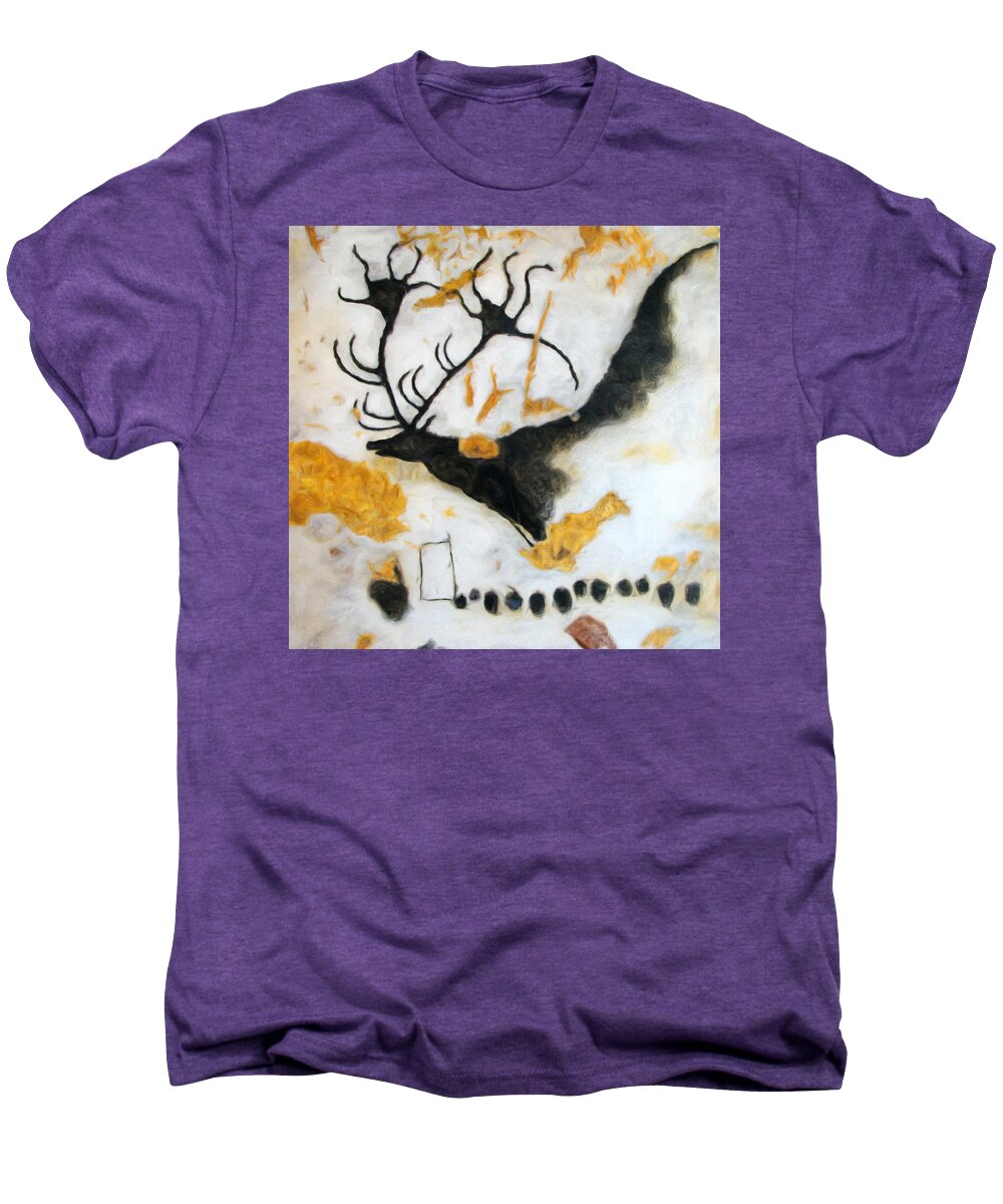 Lascaux Prehistoric Megaceros Men's Premium T-Shirt featuring the digital art Lascaux Megaceros Deer by Weston Westmoreland