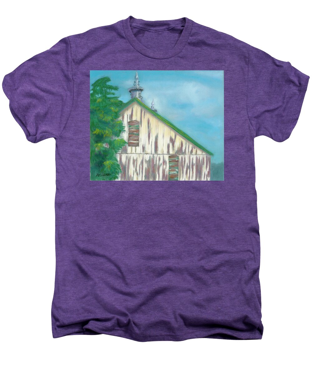 Old Barn Men's Premium T-Shirt featuring the painting Layers of Years Gone By by Arlene Crafton