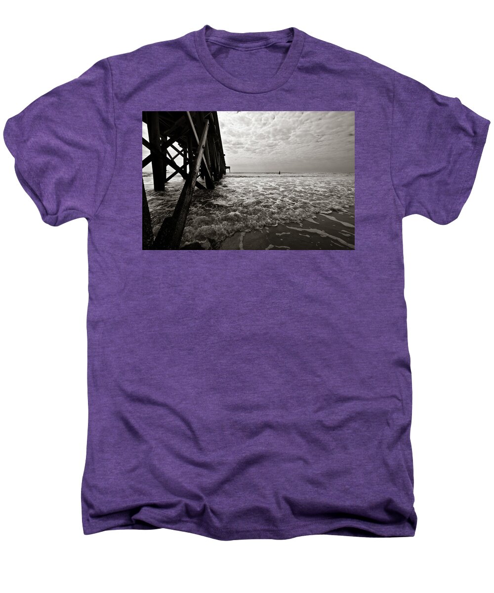 Isle Of Palms Pier Men's Premium T-Shirt featuring the photograph Long To Surf by David Sutton