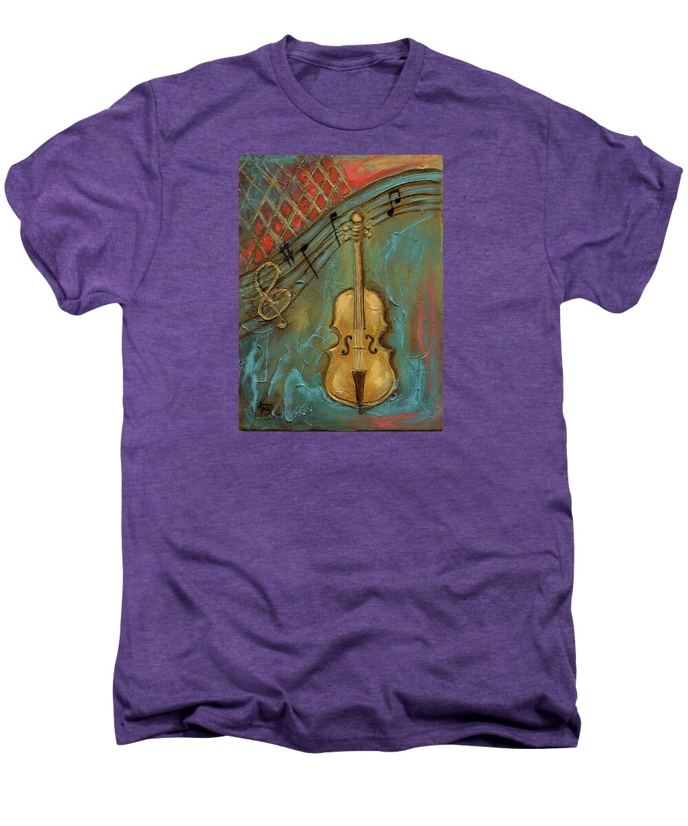 Cello Men's Premium T-Shirt featuring the mixed media Mello Cello by Terry Webb Harshman