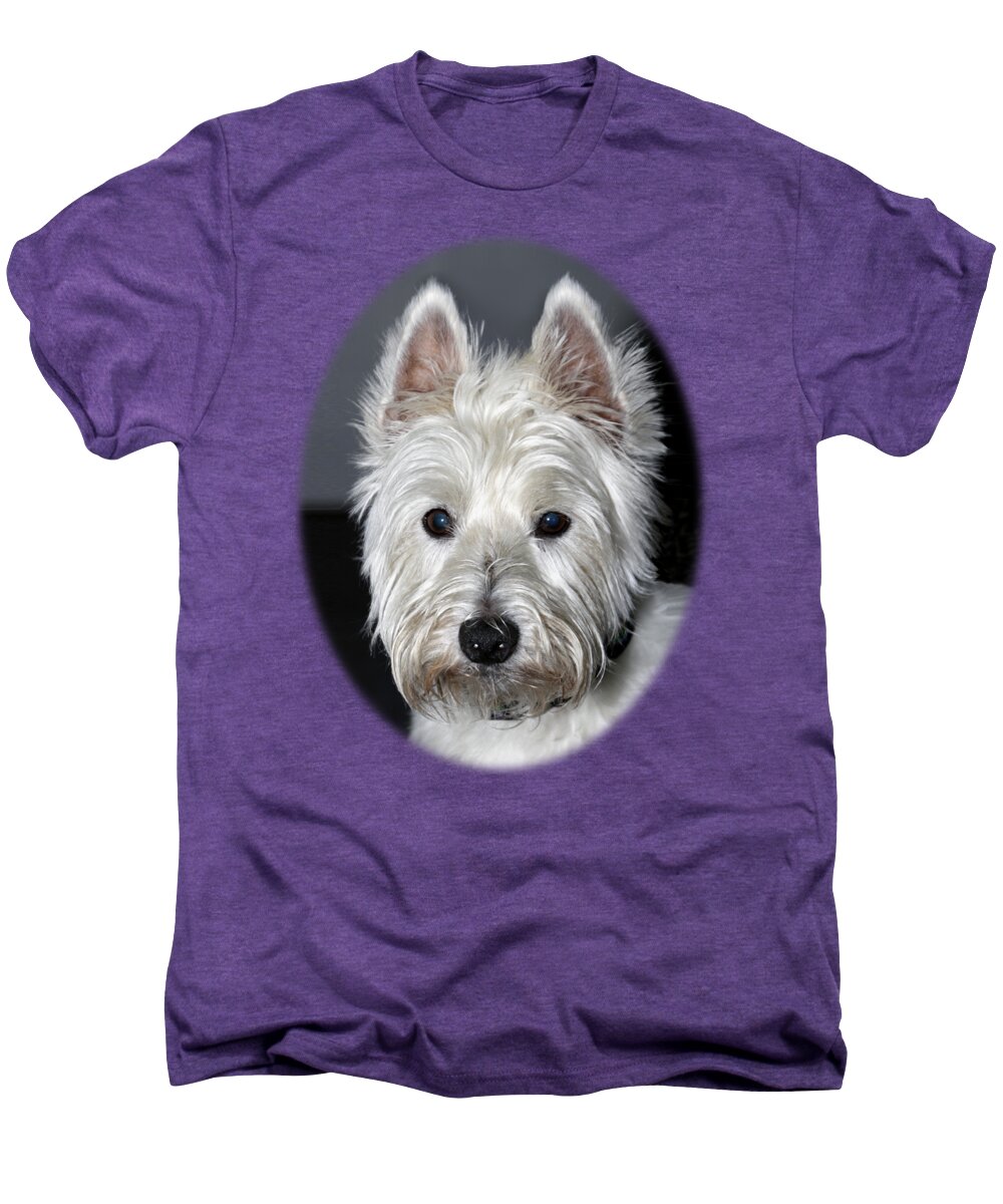 Purebred Men's Premium T-Shirt featuring the photograph Mischievous Westie Dog by Bob Slitzan