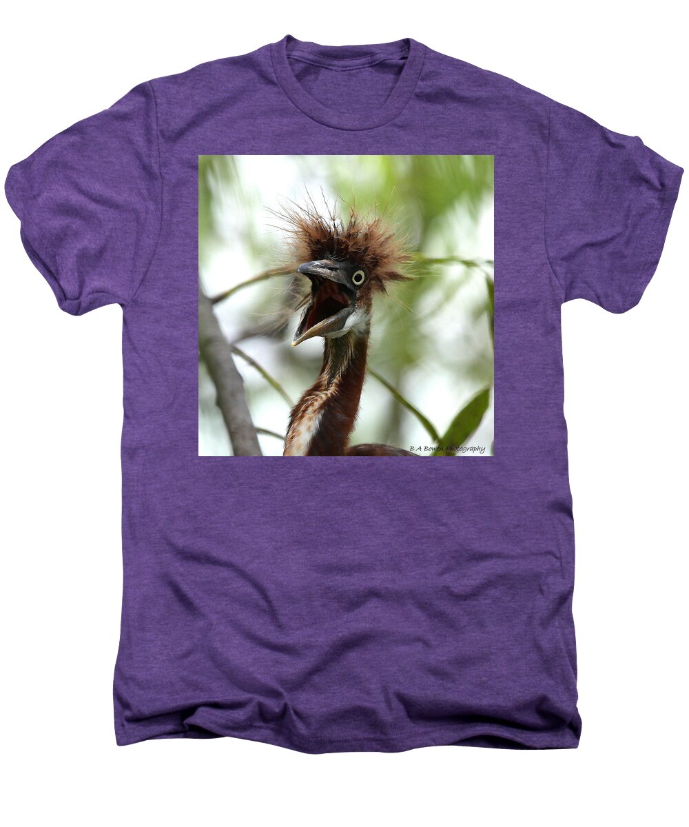 Immature Tri-colored Heron Men's Premium T-Shirt featuring the photograph Momma I am HUNgry by Barbara Bowen