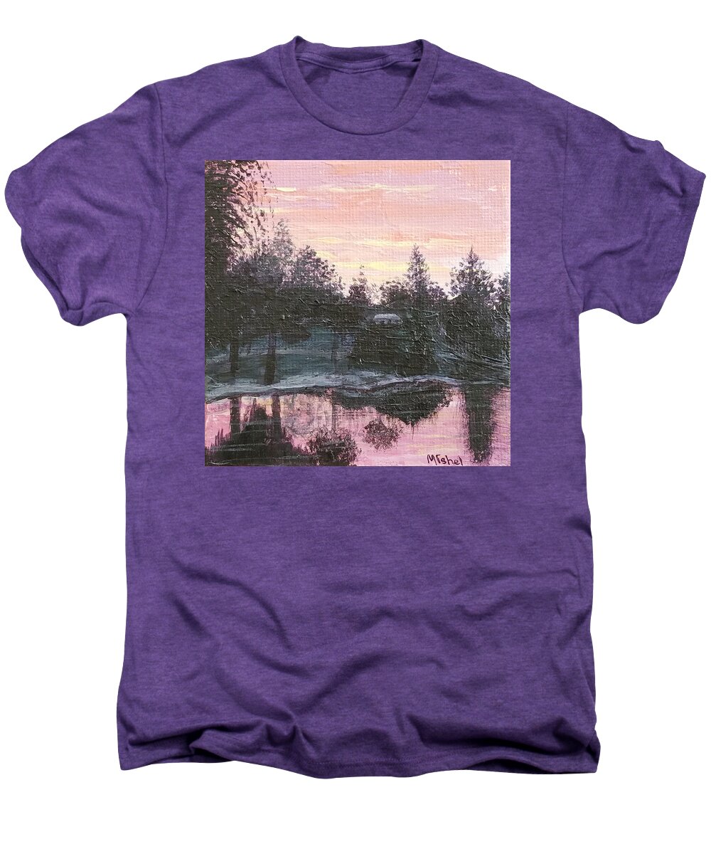 Mishel Vanderten Men's Premium T-Shirt featuring the painting Montgomery Pond by Mishel Vanderten