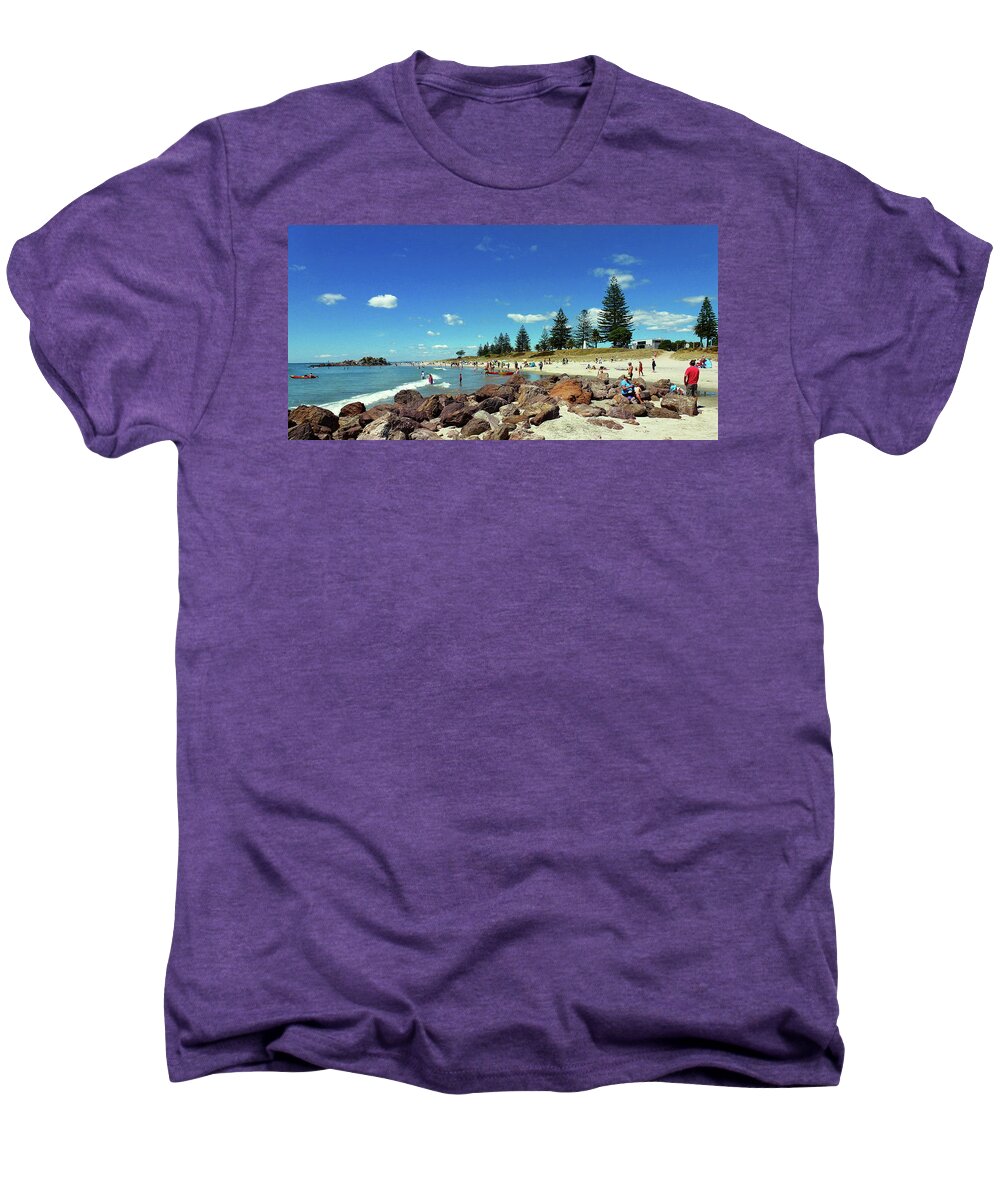 Mount Maunganui Men's Premium T-Shirt featuring the photograph Mount Maunganui Beach 6 - Tauranga New Zealand by Selena Boron