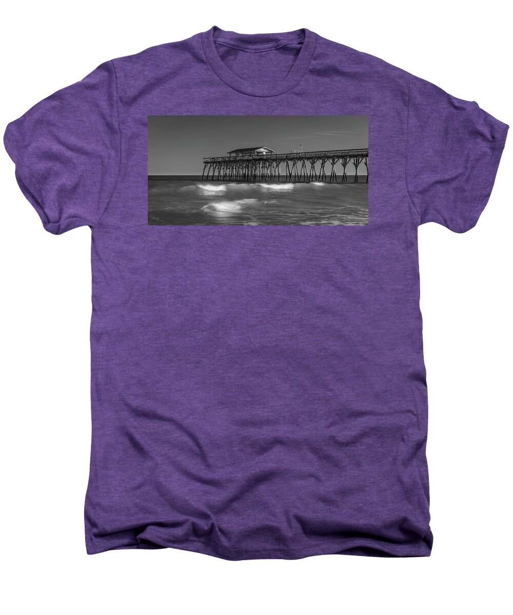 Pier Men's Premium T-Shirt featuring the photograph Myrtle Beach Pier Panorama in Black and White by Ranjay Mitra