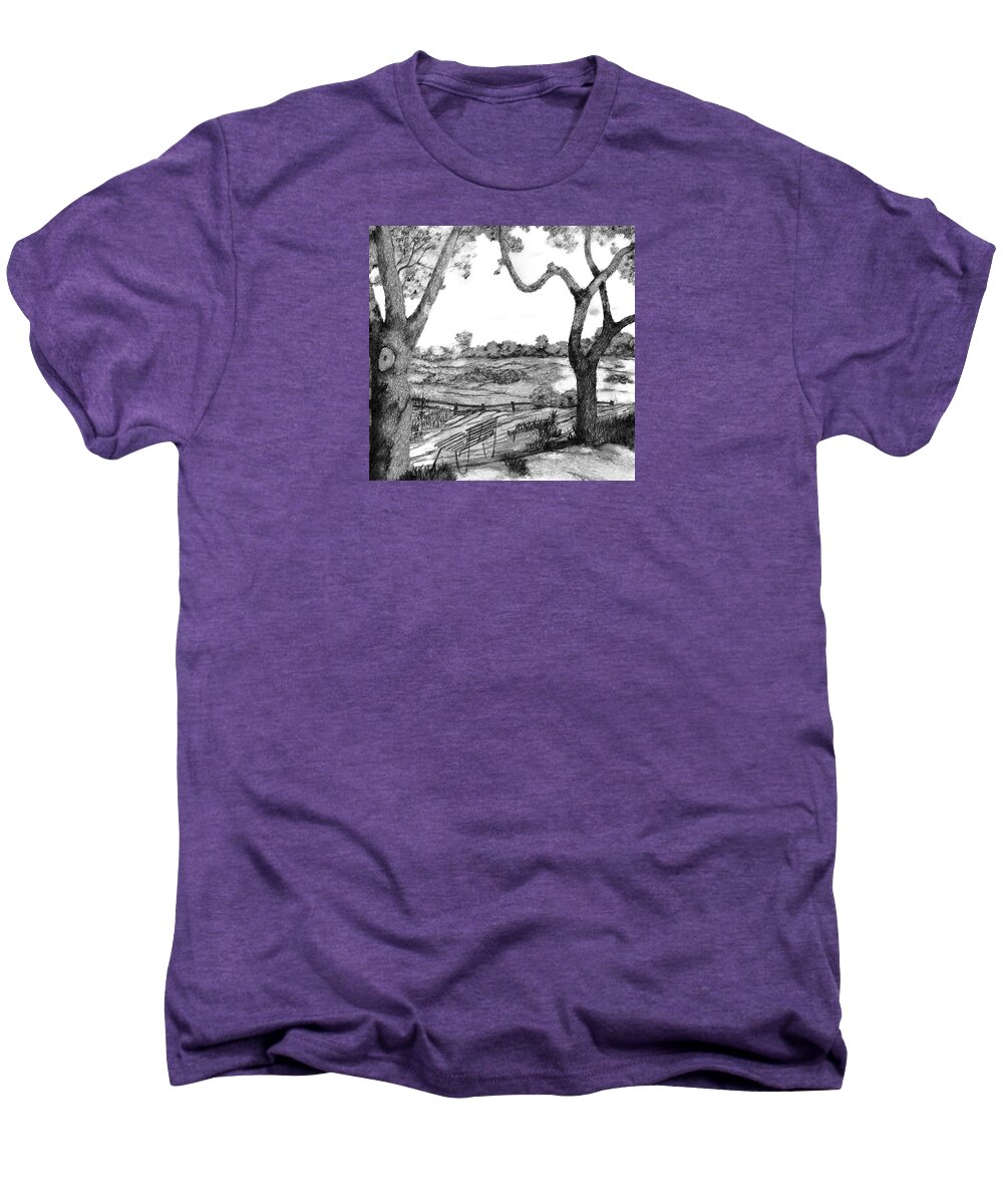 Trees Men's Premium T-Shirt featuring the drawing Nature sketch by John Stuart Webbstock