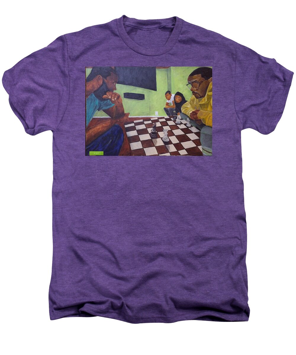Chess Men's Premium T-Shirt featuring the painting A game of Chess by Jerel Ferguson