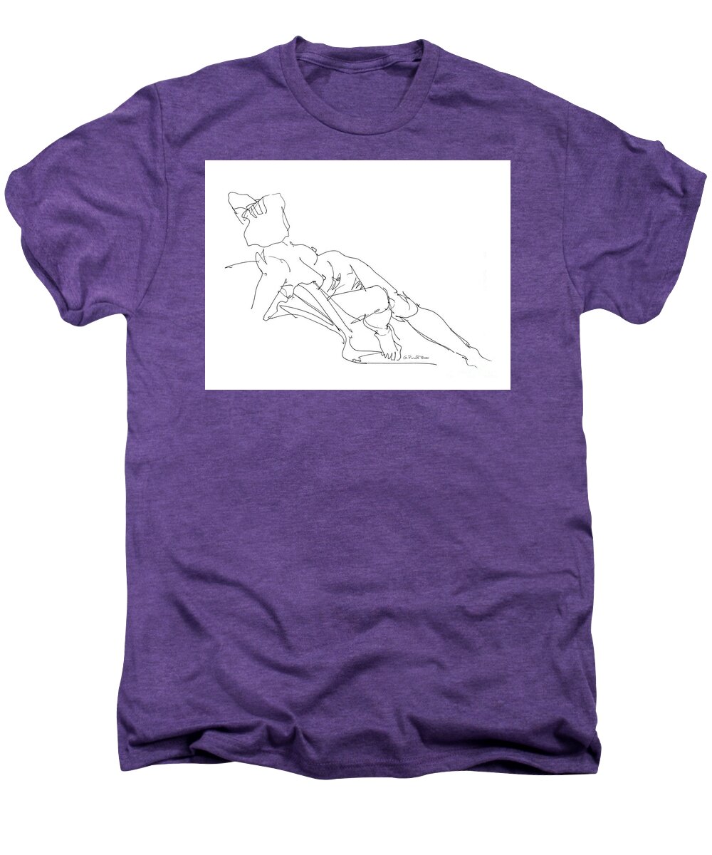 Female Men's Premium T-Shirt featuring the drawing Nude Female Drawings 3 by Gordon Punt