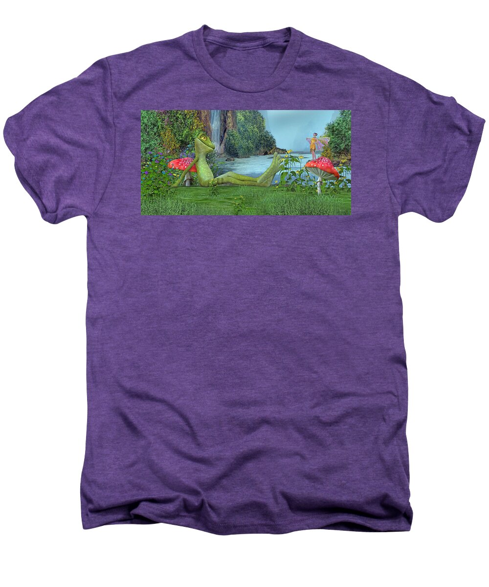Frog Men's Premium T-Shirt featuring the digital art One Fine Day by Betsy Knapp
