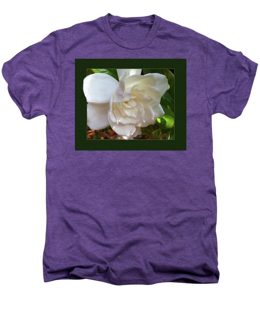 Gardenia Men's Premium T-Shirt featuring the photograph Portrait of a Gardenia by Ginny Schmidt